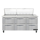 Continental Refrigerator SW72N27M-D Mighty Top Sandwich Unit 72 inch 20.6 cu ft capacity stainless steel construction