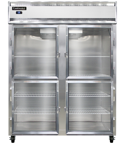 Continental Refrigerator 2RESNSAGDHD Extra-Wide Reach-In Refrigerator 57W Two-Section Stainless Steel Glass Doors