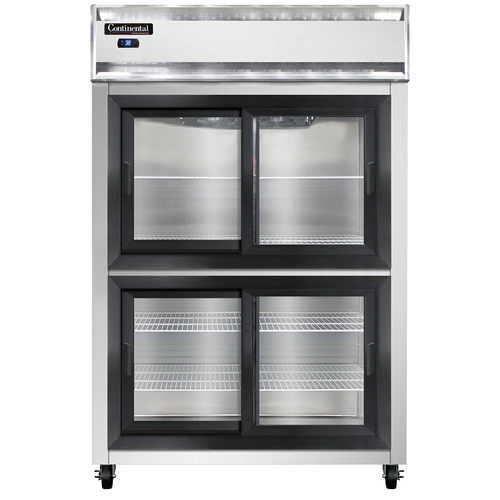 Continental Refrigerator 2RSNSGDHD Reach-In Display Two-Section Self-Contained Aluminum Stainless Steel Hydrocarbon