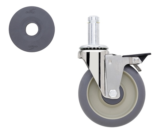 Metro 5MDBA 5" High Modulus Donut Swivel/Brake Stem Caster for Super Erecta Industrial Wire Shelving Racks