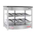 Skyfood Equipment FWD2S8P Steam Line Food Warmer Display Case Countertop 25-5/8W Adjustable Shelves LED Lighting Ideal for Restaurants and Catering