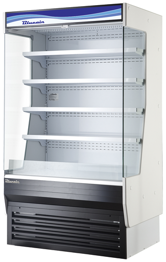 Blue Air BOD-72G Open Display Case with Glass Front, Energy Efficient Refrigeration and Adjustable Shelving
