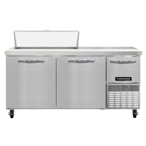 Continental Refrigerator RA68SN10 Refrigerated Base Sandwich Unit 68 inch Stainless Steel with 10 Pans and Doors