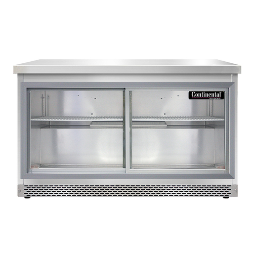 Continental Refrigerator SW48NSGD-FB Work Top Display Refrigerator 48 inch 134 cu ft Capacity Sliding Glass Doors