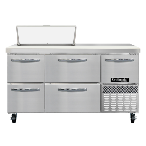 Continental Refrigerator RA60N8-D Refrigerated Base Sandwich Unit 60 inch 300 Series Stainless Steel Top