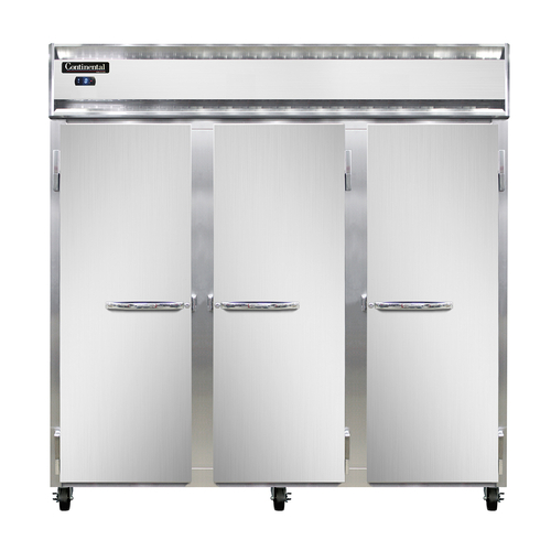 Continental Refrigerator 3FSN Freezer Reach-In Three-Section Self-Contained Refrigeration Stainless Steel Front