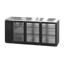 Hoshizaki BB80-G Refrigerated Back Bar Cooler 80 inch Three Section Self Contained 26.74 cu ft Capacity