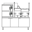Crown Steam GCX-10-6-6 Convection Steamer Kettle Gas 2 Compartment 2 6 Gallon Kettles 60 Inch Cabinet Base