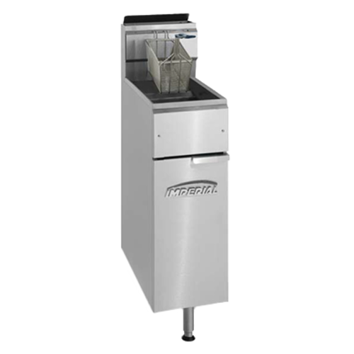 Imperial Range IFS-25 Gas Floor Model Fryer 25 lb Capacity Tube Fired Cast Iron Burners Stainless Steel 70000 BTU