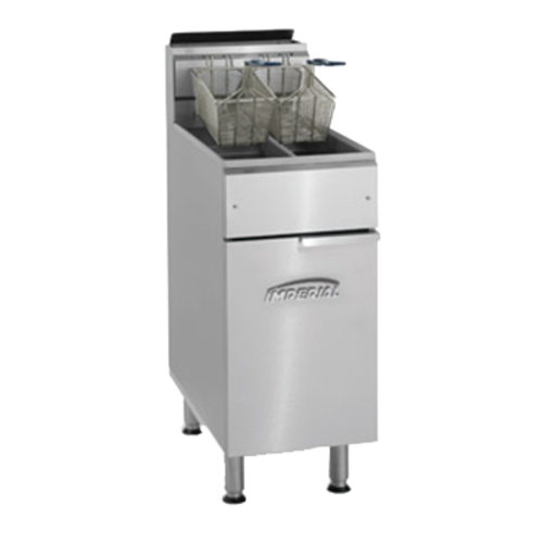 Imperial Range IFS-2525 Gas Fryer Floor Model 25 lb Capacity 2 Half Size Pots Tube Fired Cast Iron Burners