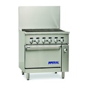 Imperial Range IR-36BR-126 Pro Series Restaurant Range 36in Gas Charbroiler Standard Oven Stainless Steel 125000 BTU