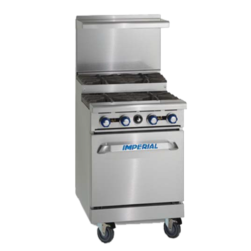 Imperial Range IR-4-SU Pro Series Restaurant Range Gas 24 Inch Open Burners Space Saver Oven 155000 BTU NSF CE CSA