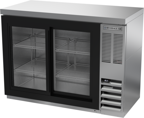 Beverage Air BB48HC1GS27 Refrigerated Back Bar Storage Cabinet 48 Inch Two Section with Glass Doors and LED Lighting