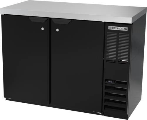 Beverage Air BB48HC-1-B-27 Refrigerated Back Bar Storage Cabinet 48 Inch Two Section with Solid Doors and LED Lighting