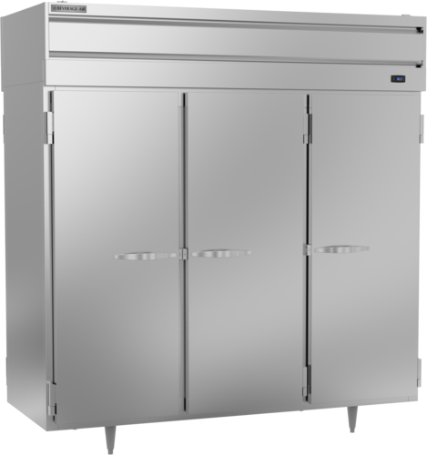 Beverage Air PRD3HC-1AS P-Series Pass-Thru Refrigerator 73.99 cu ft Stainless Steel 6 Solid Doors LED Lighting