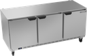 Beverage Air UCR72AHC Undercounter Refrigerator 72 inch Three Section 17.88 cu ft Stainless Steel Made in USA