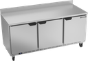 Beverage Air WTR72AHC Worktop Refrigerator Three Section 72 Inch 17.88 cu ft Solid Doors Stainless Steel