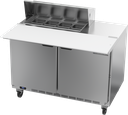 Beverage Air SPE48HC-08C Sandwich Top Refrigerated Counter 48 inch Two Section Stainless Steel 13 cu ft