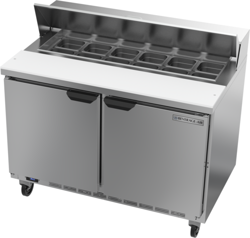 Beverage Air SPE48HC-12 Sandwich Top Refrigerated Counter 48 inch Two Section Stainless Steel 13 cu ft