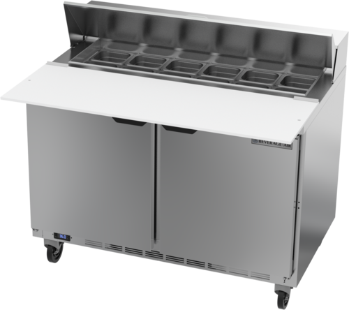Beverage Air SPE48HC-12C Sandwich Top Refrigerated Counter 48 inch Two Section Stainless Steel 13 cu ft