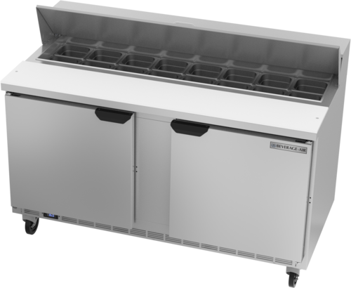 Beverage Air SPE60HC-16 Sandwich Top Refrigerated Counter 60 inch Two Section 16 cu ft Capacity Stainless Steel
