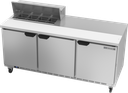 Beverage Air SPE72HC-08 Sandwich Top Refrigerated Counter 72 Inch Three Section Stainless Steel 20 Cu Ft Capacity