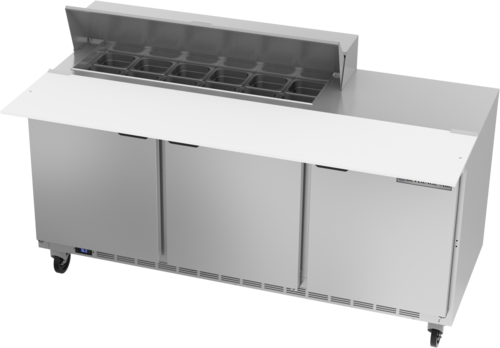 Beverage Air SPE72HC-12C Sandwich Top Refrigerated Counter 72 Inch Three Section Stainless Steel 20 Cu Ft