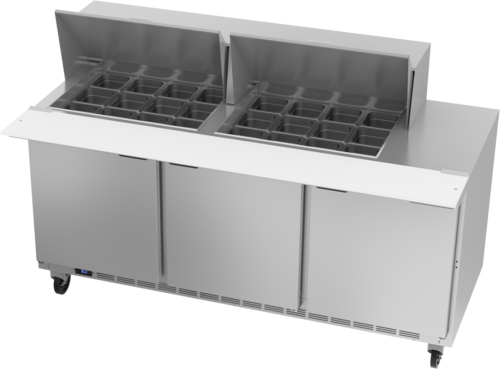 Beverage Air SPE72HC-24M Mega Top Refrigerated Counter 72 Inch Three Section Stainless Steel 20 Cu Ft Capacity