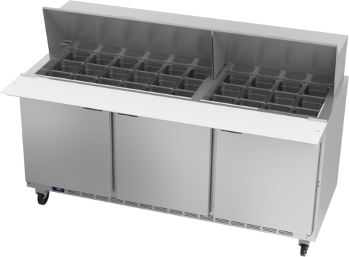 Beverage Air SPE72HC-30M Mega Top Refrigerated Counter 72 inch Three Section 20 cu ft Capacity Stainless Steel
