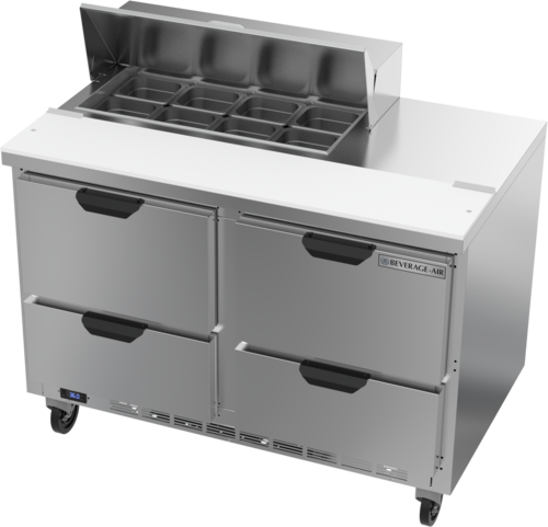 Beverage Air SPED48HC-08-4 Sandwich Top Refrigerated Counter 48 inch Two Section 13 cu ft Stainless Steel