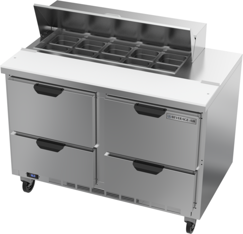 Beverage Air SPED48HC-10-4 Sandwich Top Refrigerated Counter 48 inch Two Section 13 cu ft Stainless Steel