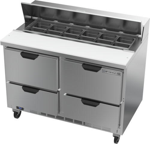 Beverage Air SPED48HC-12-4 Sandwich Top Refrigerated Counter 48 inch Two Section 13 cu ft Stainless Steel