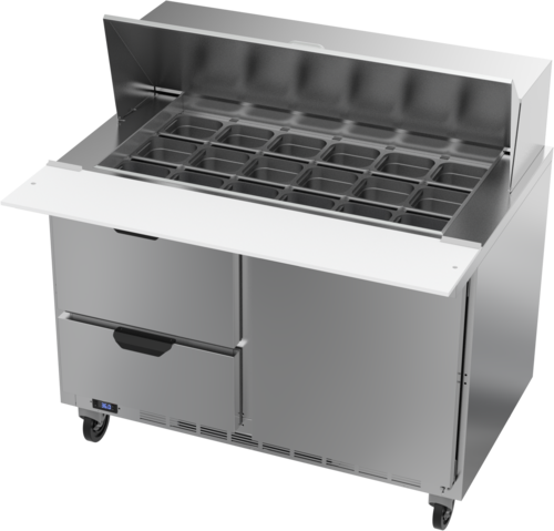 Beverage Air SPED48HC-18M-2 Mega Top Refrigerated Counter 48 inch Two Section 13 cu ft Stainless Steel