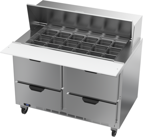 Beverage Air SPED48HC-18M-4 Mega Top Refrigerated Counter 48 inch Two Section 13 cu ft Stainless Steel