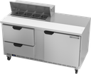 Beverage Air SPED60HC-08-2 Sandwich Top Refrigerated Counter 60 inch Two Section 16 cu ft Capacity