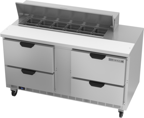 Beverage Air SPED60HC-12-4 Sandwich Top Refrigerated Counter 60 inch Two Section 16 cu ft Capacity Stainless Steel