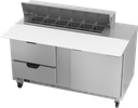 Beverage Air SPED60HC-12C-2 Sandwich Top Refrigerated Counter 60 inch Two Section 16 cu ft Capacity Stainless Steel