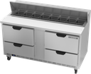 Beverage Air SPED60HC-16-4 Sandwich Top Refrigerated Counter 60 inch Two Section 16 cu ft Capacity with Drawers