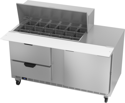 Beverage Air SPED60HC-18M-2 Mega Top Refrigerated Counter 60 inch Two Section 16 cu ft Capacity Stainless Steel