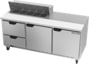 Beverage Air SPED72HC-10-2 Sandwich Top Refrigerated Counter 72 inch Three Section 20 cu ft Capacity Stainless Steel