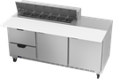 Beverage Air SPED72HC-12C-2 Sandwich Top Refrigerated Counter 72 inch Three Section 20 cu ft Capacity Stainless Steel