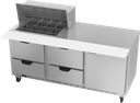 Beverage Air SPED72HC-12M-4 Mega Top Refrigerated Counter 72 inch Three Section 20 cu ft Capacity Stainless Steel