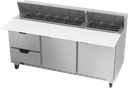 Beverage Air SPED72HC-18C-2 Sandwich Top Refrigerated Counter 72 inch Three Section 20 cu ft Capacity Stainless Steel