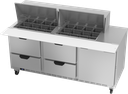 Beverage Air SPED72HC-24M-4 Mega Top Refrigerated Counter 72 inch Three Section 20 cu ft Capacity Stainless Steel