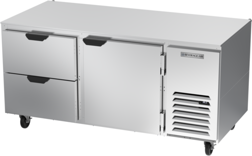 Beverage Air UCRD67AHC-2 Undercounter Refrigerator 67 inch Two Section 27 cu ft Stainless Steel Drawers and Door