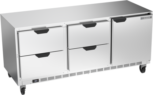 Beverage Air UCRD72AHC-4 Undercounter Refrigerator 72 inch Three Section 21.5 cu ft Stainless Steel Drawers and Door