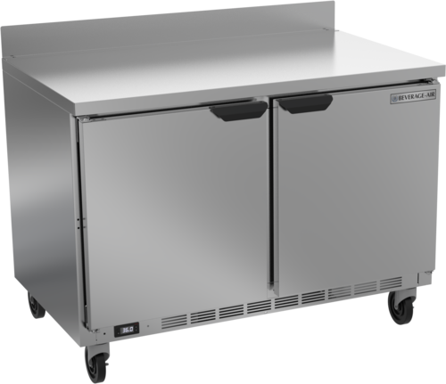 Beverage Air WTR48AHC Worktop Refrigerator Two Section 48 Inch 11.82 cu ft Solid Doors Stainless Steel