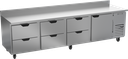 Beverage Air WTRD119AHC-6 Worktop Refrigerator Four Section 119 Inch Stainless Steel with Drawers and Door