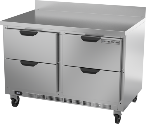 Beverage Air WTRD48AHC-4 Worktop Refrigerator Two Section 48 Inch Stainless Steel with Four Drawers 11.82 Cu Ft