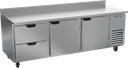 Beverage Air WTRD93AHC-2 Worktop Refrigerator Three Section 93 Inch Stainless Steel with Drawers and Doors